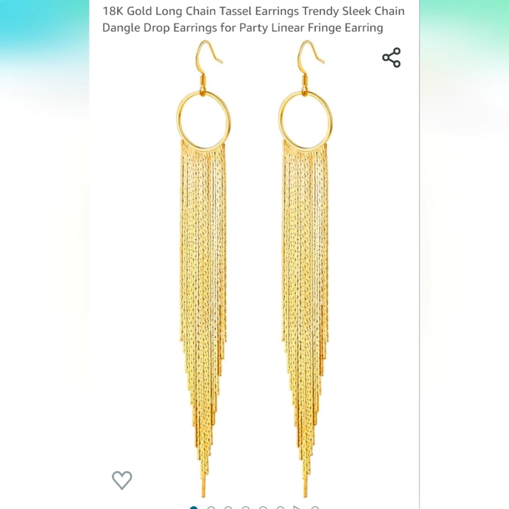 Gold Long Chain Tassel Earrings Trendy Sleek Chain Dangle Drop Earrings Parties